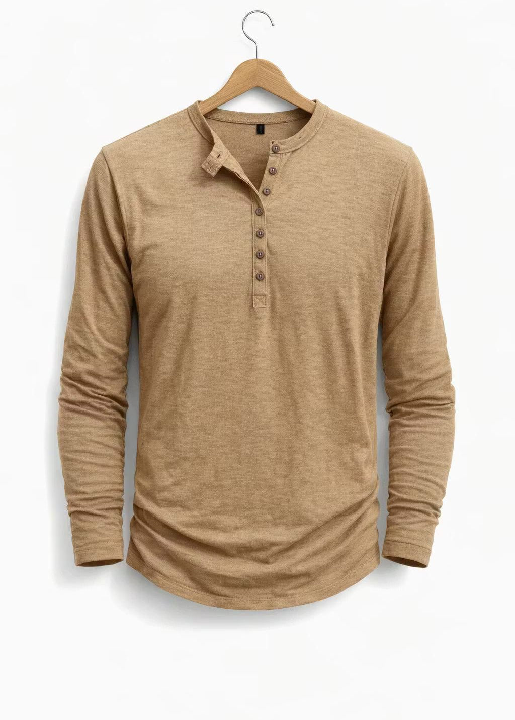 Henley Long Sleeve T-Shirt for Men - Caqui