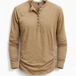 Henley Long Sleeve T-Shirt for Men - Caqui