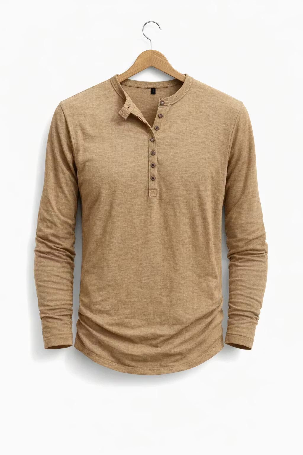 Henley Long Sleeve T-Shirt for Men - Caqui