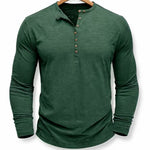 Henley Long Sleeve T-Shirt for Men - Donkergroen