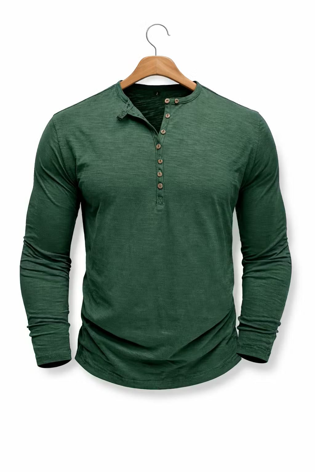 Henley Long Sleeve T-Shirt for Men - Donkergroen
