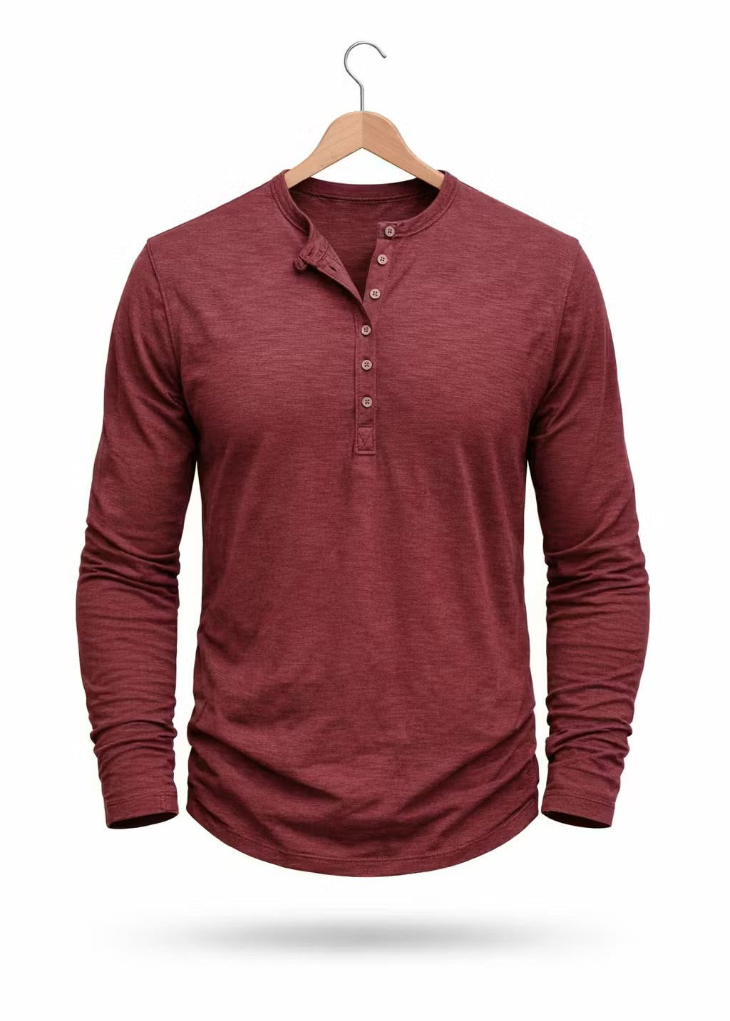 Henley Long Sleeve T-Shirt for Men - Rood