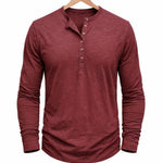 Henley Long Sleeve T-Shirt for Men - Rood