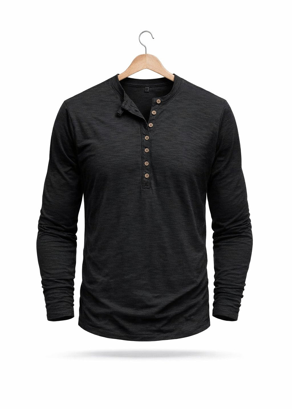 Henley Long Sleeve T-Shirt for Men - Zwart