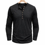 Henley Long Sleeve T-Shirt for Men - Zwart