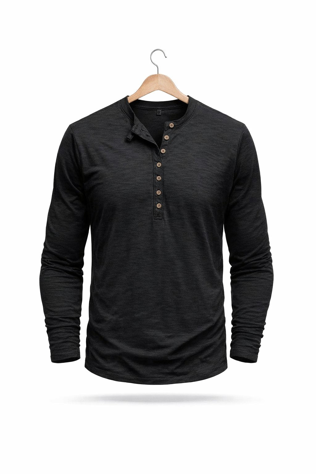 Henley Long Sleeve T-Shirt for Men - Zwart