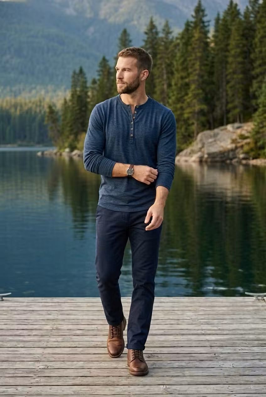 Henley Long Sleeve T-Shirt for Men - View 3