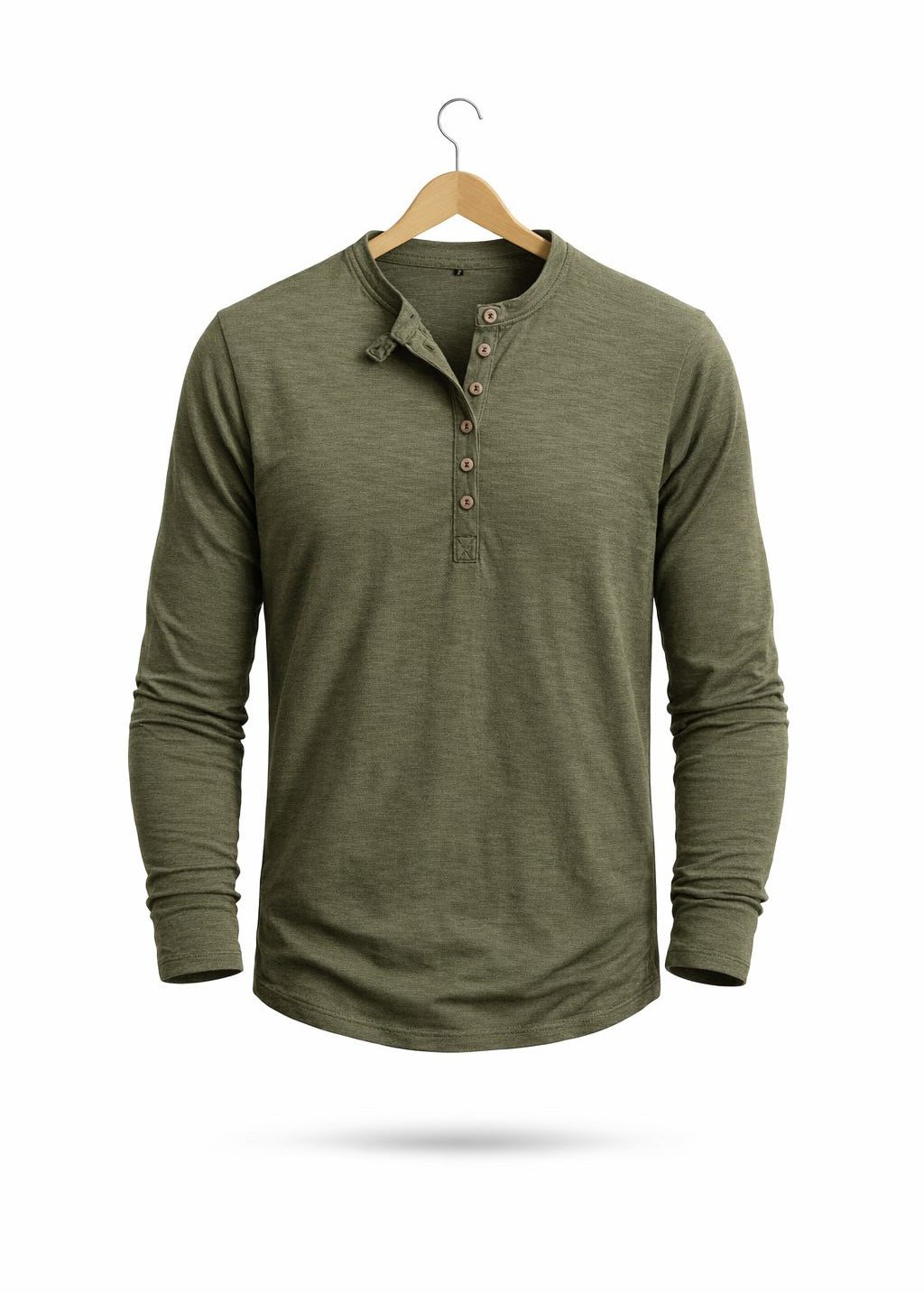 Henley Long Sleeve T-Shirt for Men - Legergroen