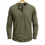 Henley Long Sleeve T-Shirt for Men - Legergroen