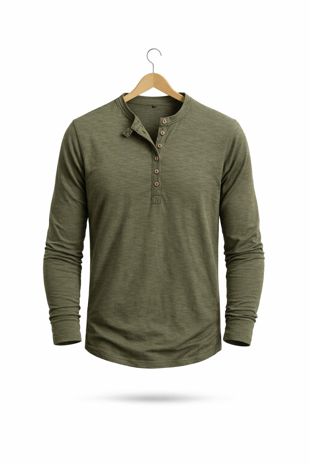 Henley Long Sleeve T-Shirt for Men - Legergroen