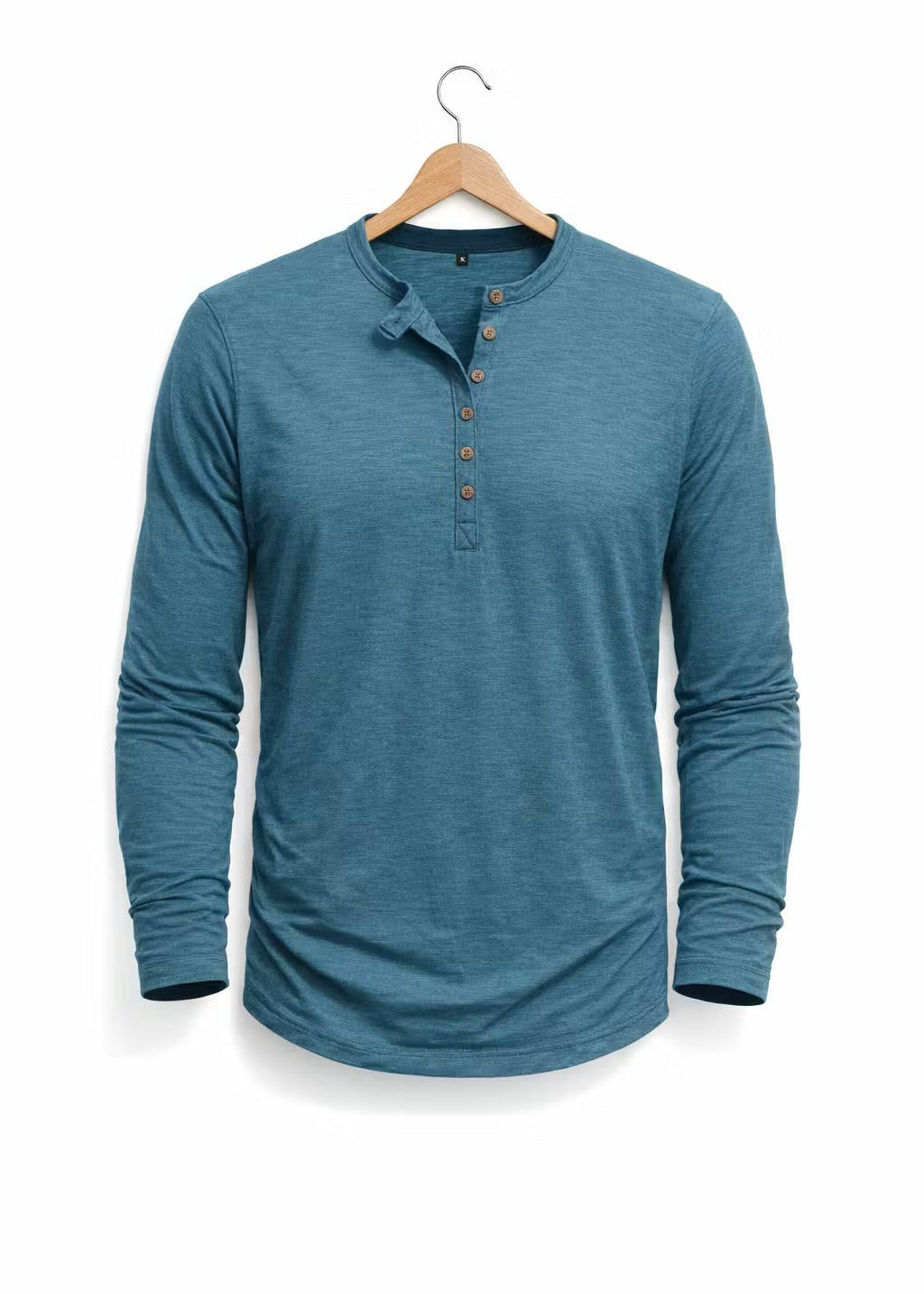 Henley Long Sleeve T-Shirt for Men - Denimblauw