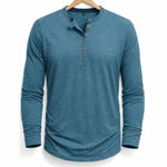 Henley Long Sleeve T-Shirt for Men - Denimblauw