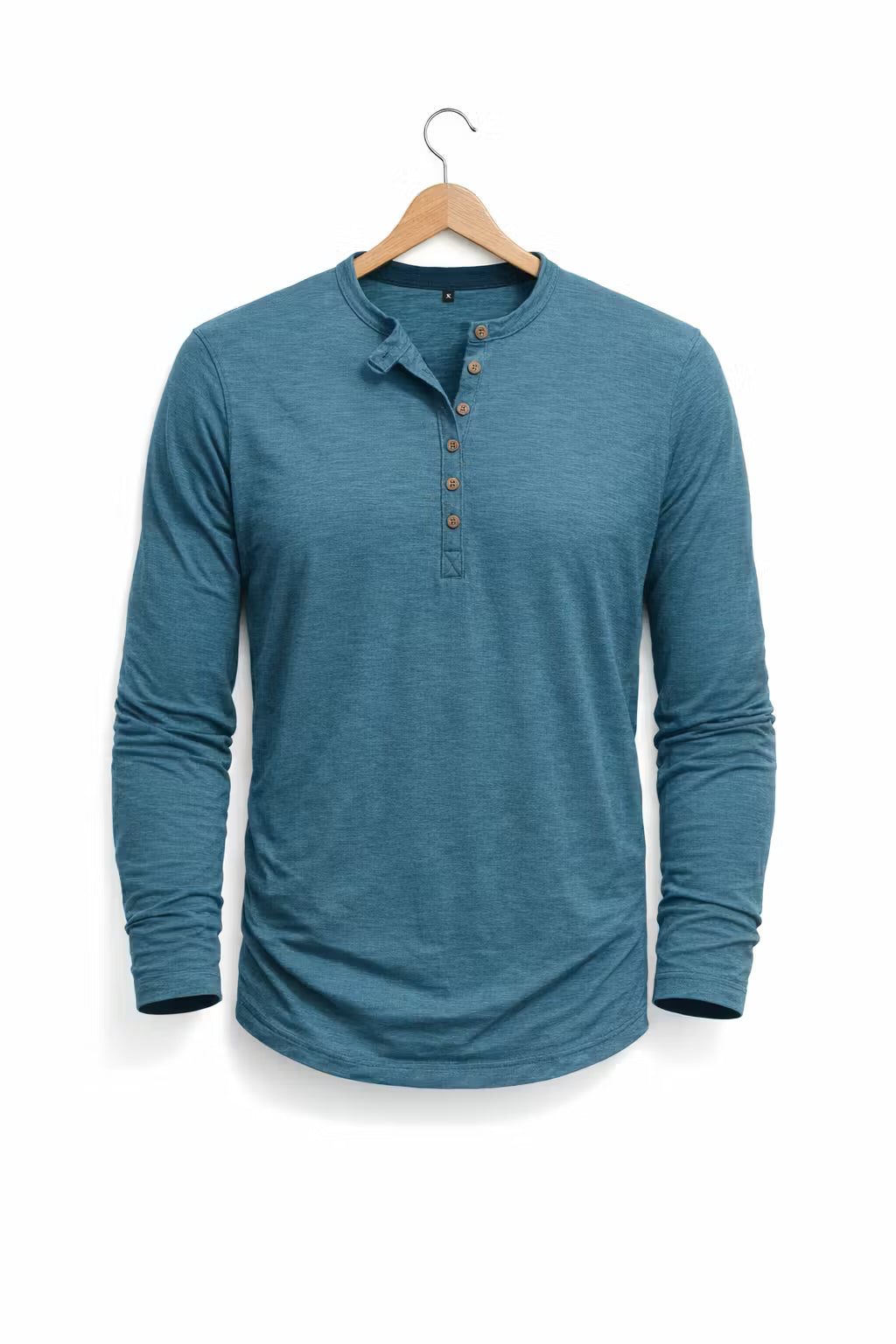 Henley Long Sleeve T-Shirt for Men - Denimblauw