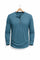 Henley Long Sleeve T-Shirt for Men - Denimblauw