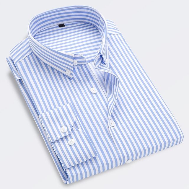 Striped Collared Long Sleeve Shirt for Men