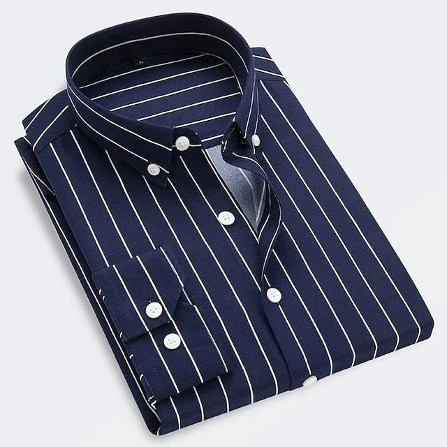 Striped Collared Long Sleeve Shirt for Men