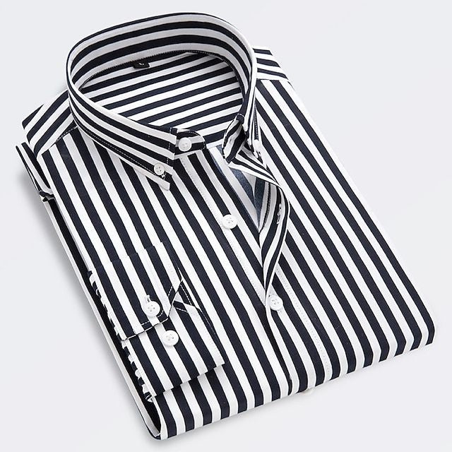 Striped Collared Long Sleeve Shirt for Men