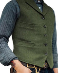 Herringbone Tailored Waistcoat for Men - Green