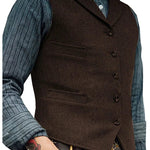 Herringbone Tailored Waistcoat for Men - Brown