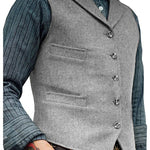 Herringbone Tailored Waistcoat for Men - Grey