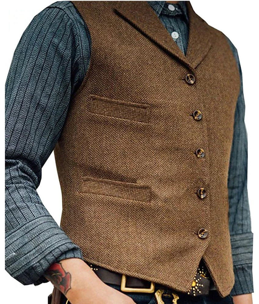 Herringbone Tailored Waistcoat for Men - View 2