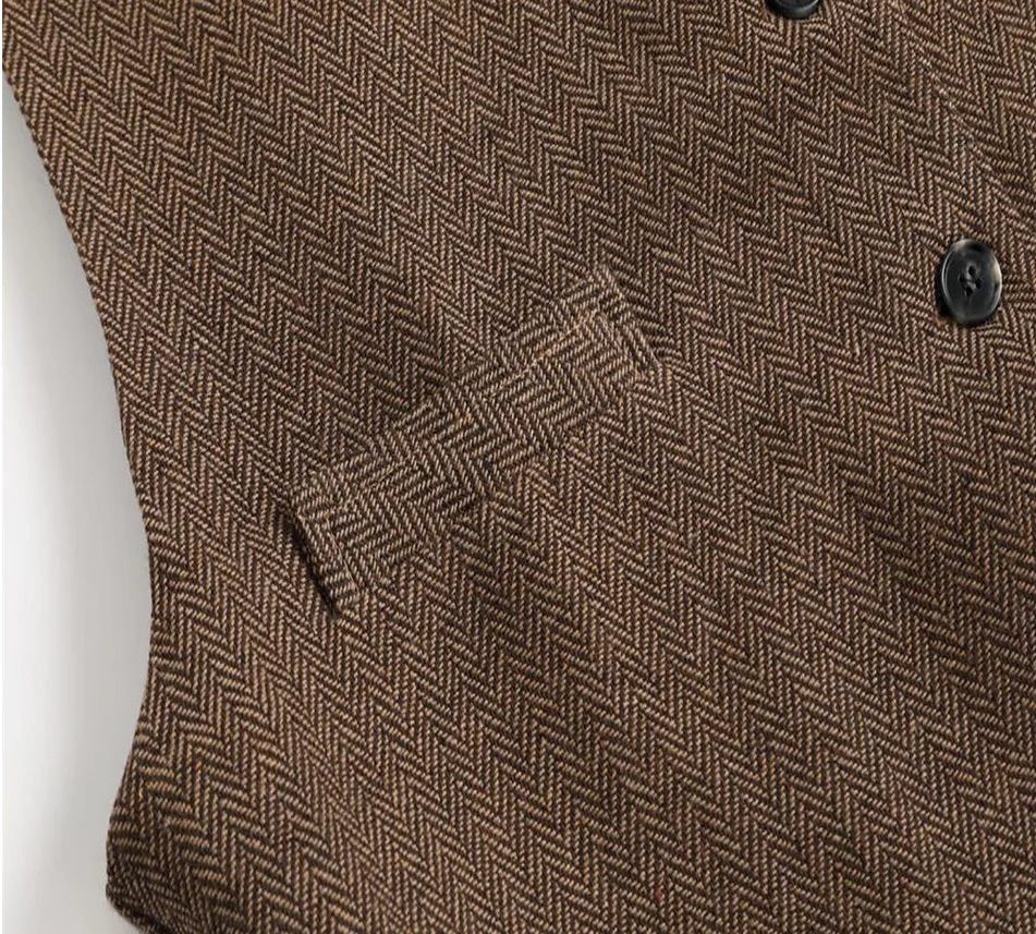 Herringbone Tailored Waistcoat for Men - View 3