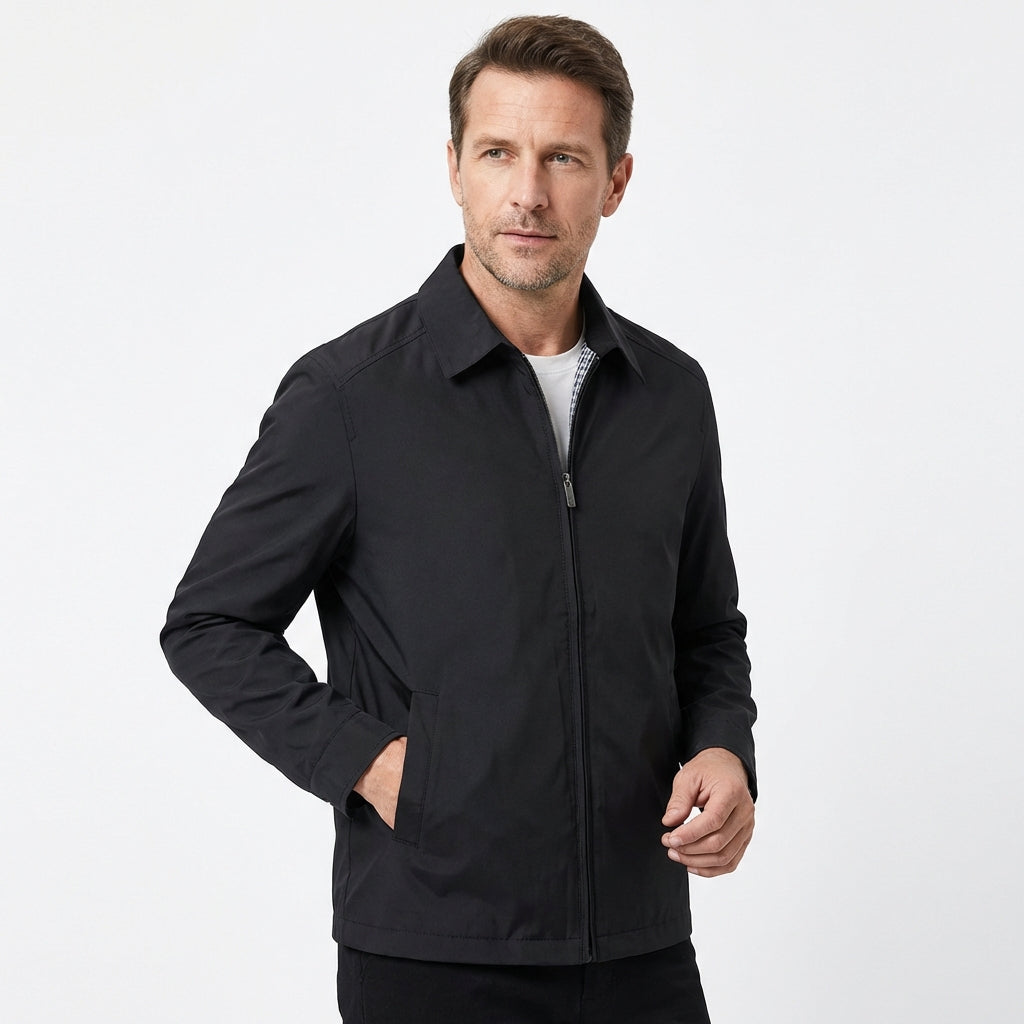 Collared Zip-Up Harrington Jacket for Men