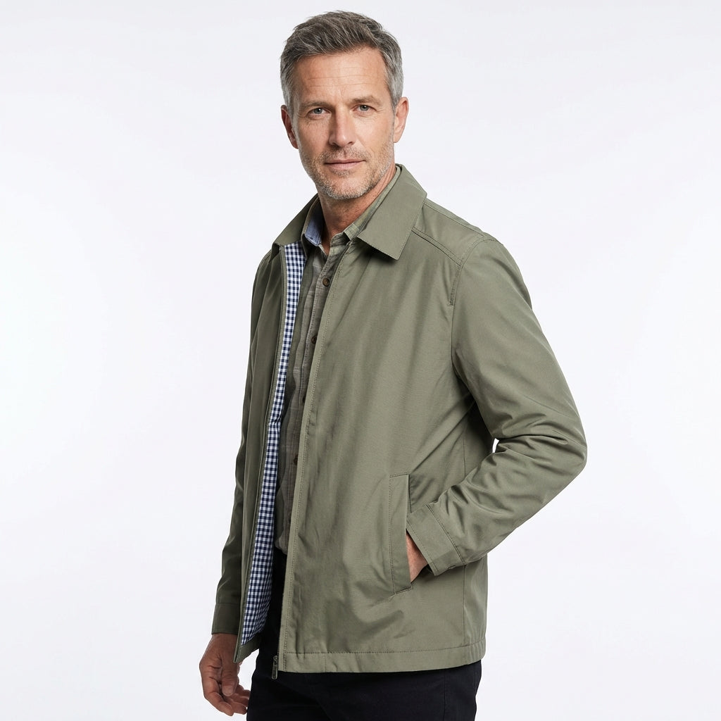 Collared Zip-Up Harrington Jacket for Men