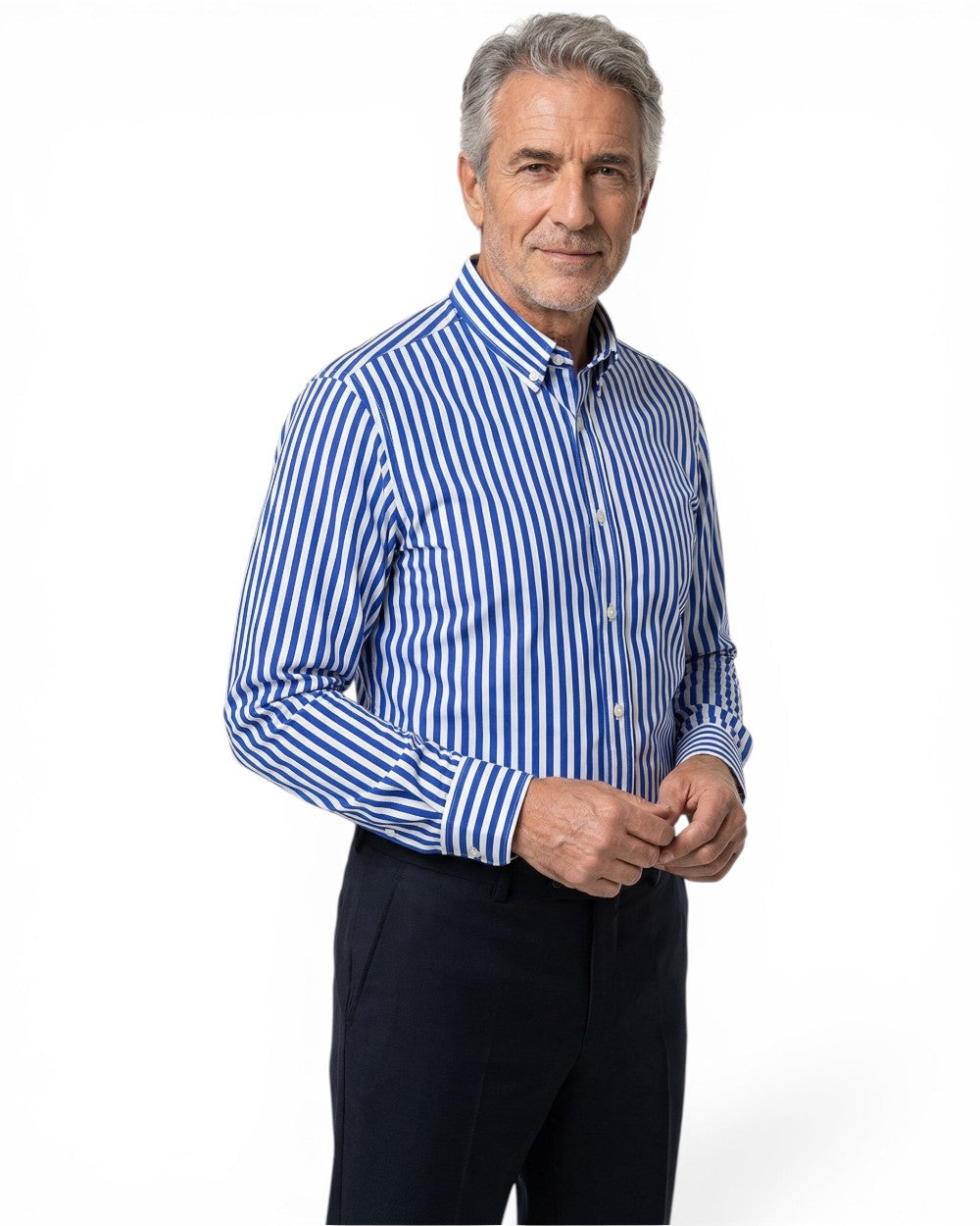 Striped Collared Long Sleeve Shirt for Men