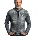 Zip-Up Denim Jacket for Men