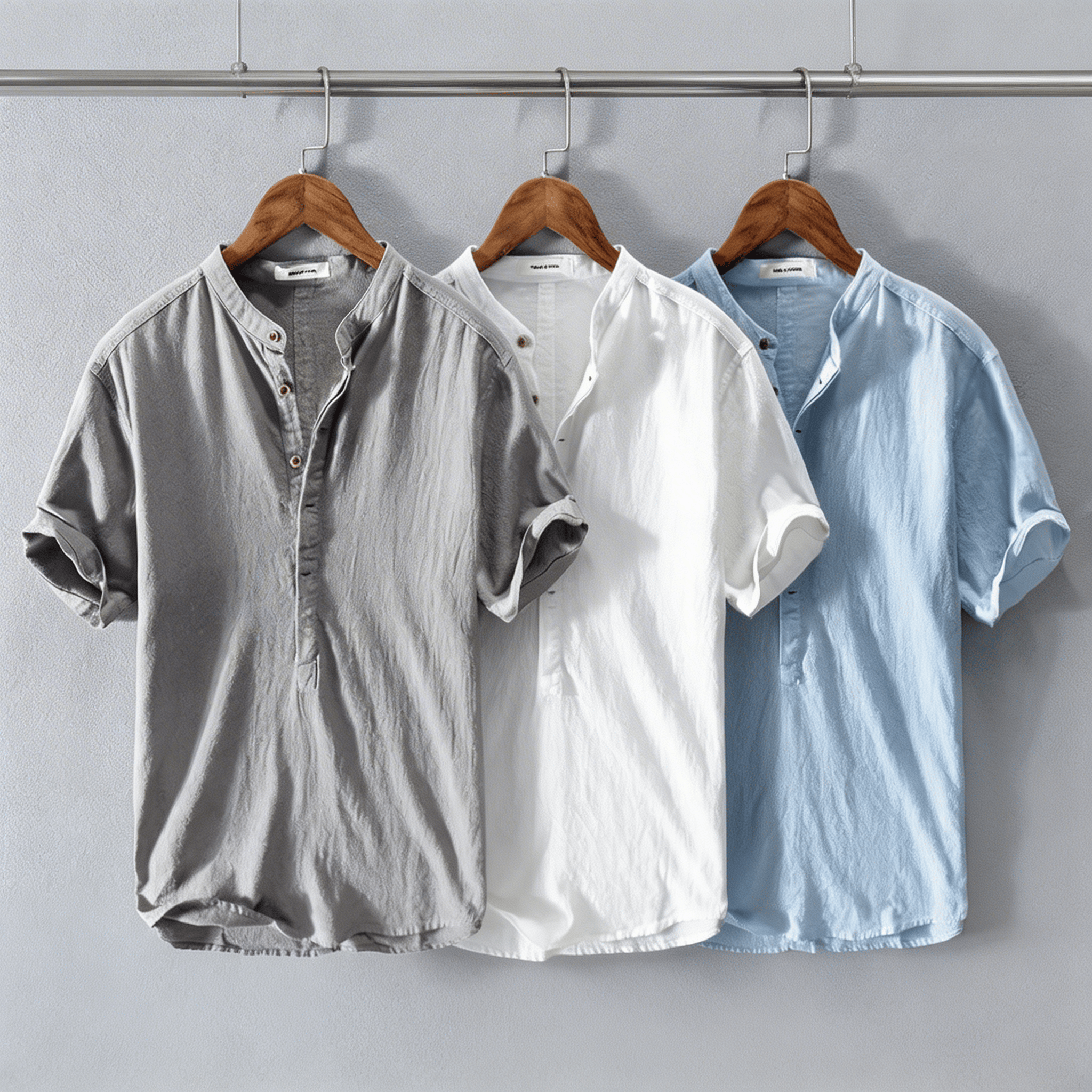 Short Sleeve Stand Collar Shirt for Men