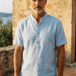 Short Sleeve Stand Collar Shirt for Men