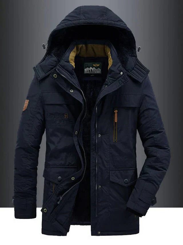 Hooded Parka Jacket for Men - Blue