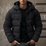 Hooded Puffer Jacket for Men - Black
