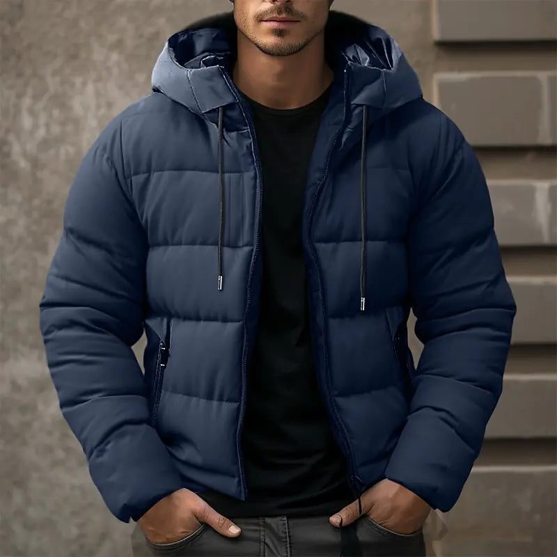 Hooded Puffer Jacket for Men - Navy