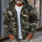 Hooded Zip-Up Camouflage Cargo Jacket for Men