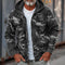 Hooded Zip-Up Camouflage Cargo Jacket for Men - Grey