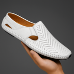 Perforated Leather Slip-On Loafers for Men