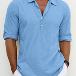 Collared Linen Polo Shirt for Men