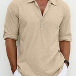 Collared Linen Polo Shirt for Men