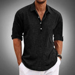 Linen Half-Button Polo Shirt for Men