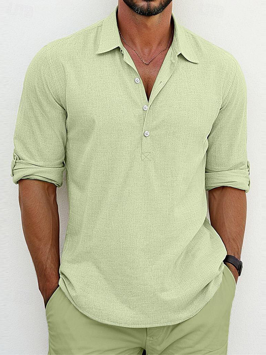 Collared Linen Polo Shirt for Men