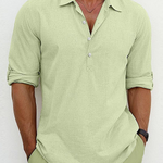 Collared Linen Polo Shirt for Men