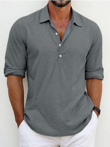 Collared Linen Polo Shirt for Men