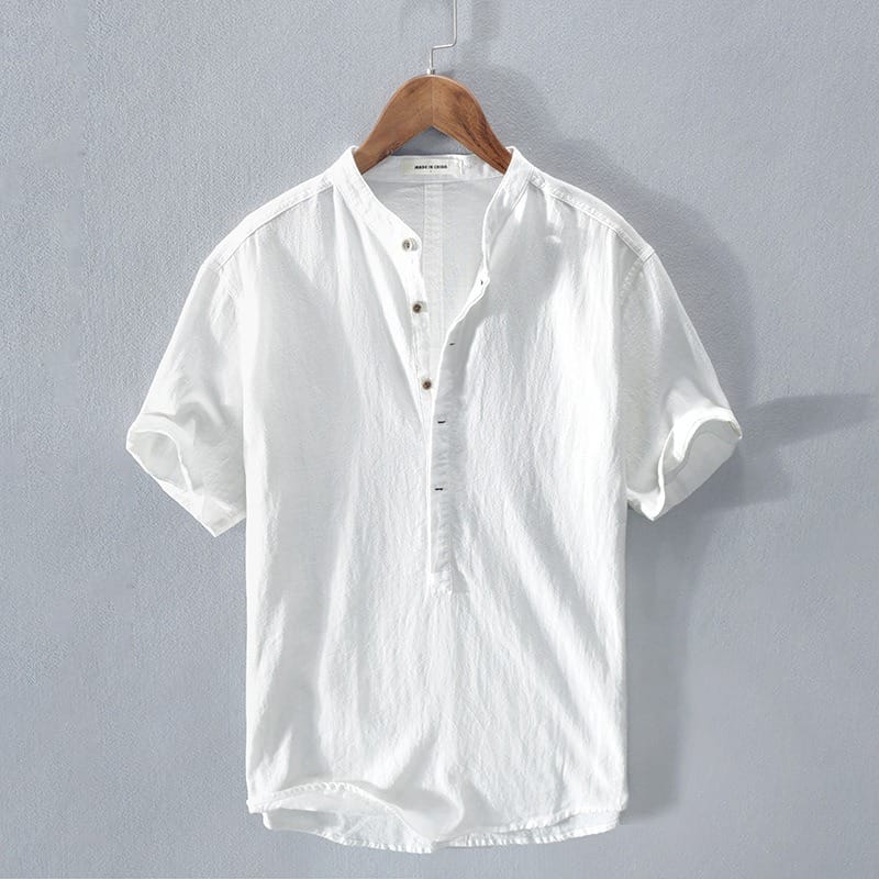 Short Sleeve Stand Collar Shirt for Men