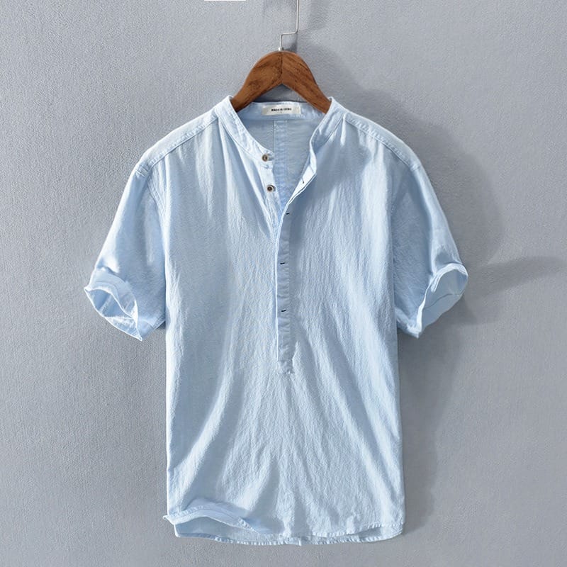 Short Sleeve Stand Collar Shirt for Men