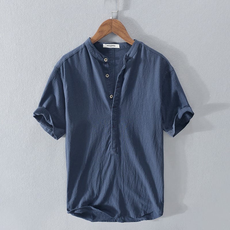 Short Sleeve Stand Collar Shirt for Men