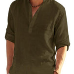 Linen Henley Shirt for Men