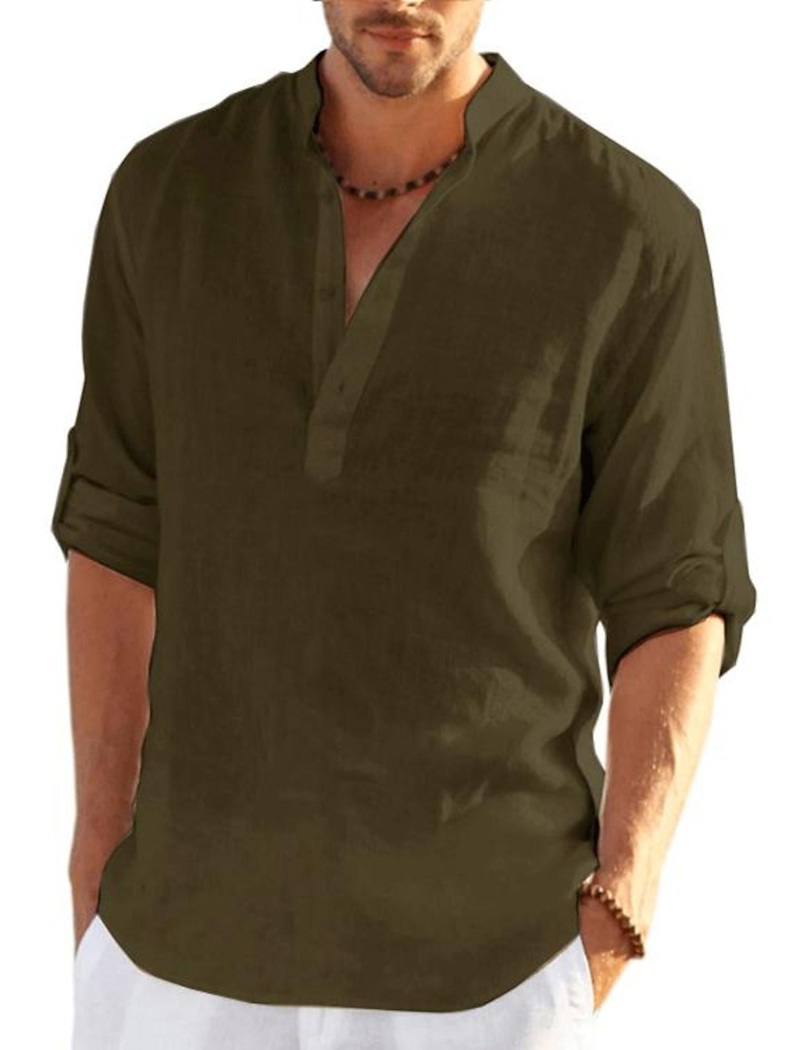Linen Henley Shirt for Men