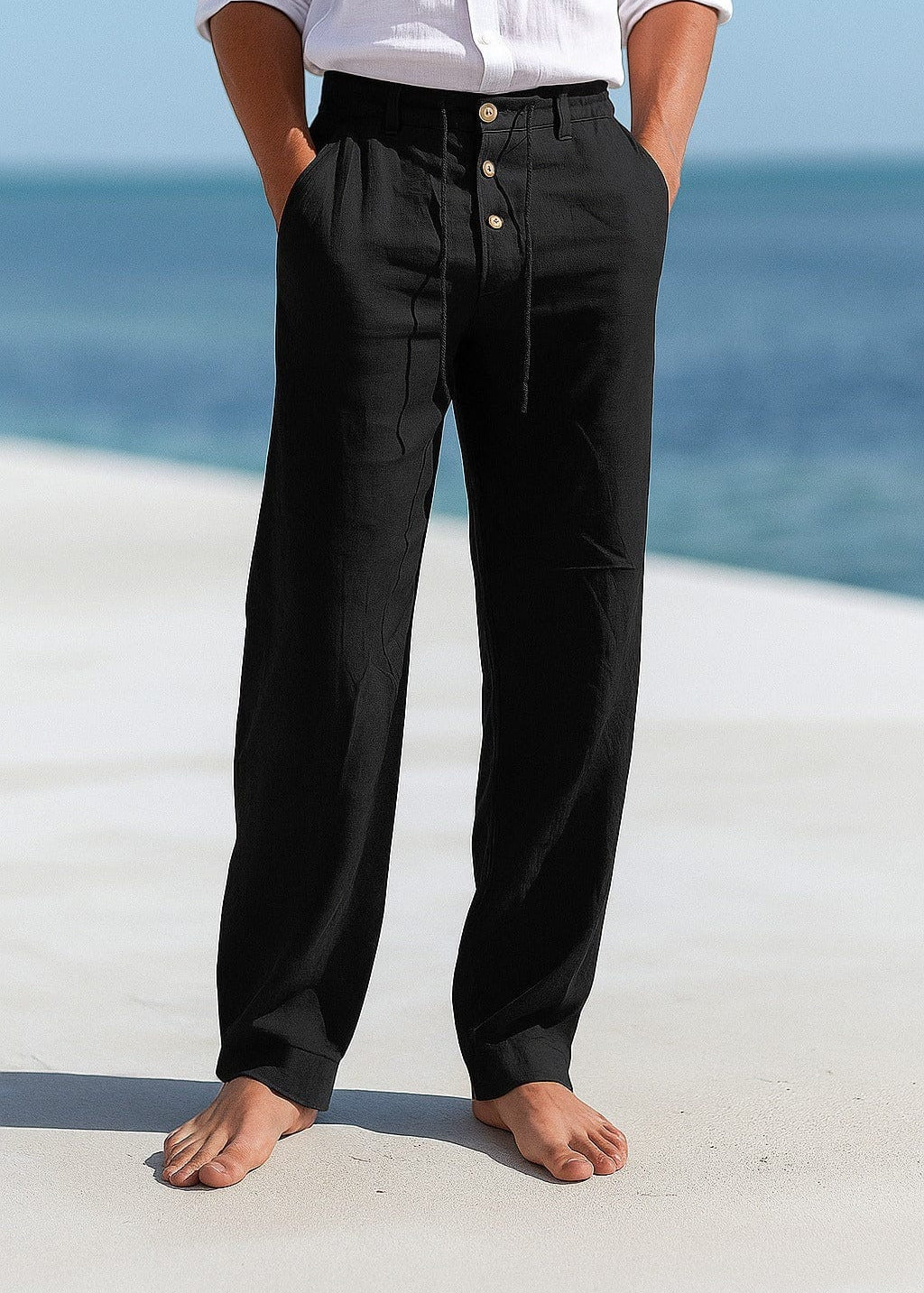 Linen Straight Leg Trousers for Men